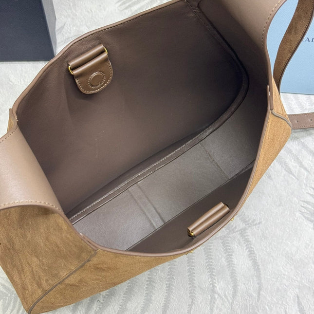 LARGE SHOULDER BAG 40 IN RUSSET BROWN SUEDE