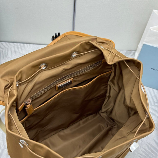 PRADA 25S RE-EDITION 1978 RE-NYLON BACKPACK 52 IN BROWN SILVER HARDWARE