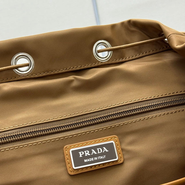 PRADA 25S RE-EDITION 1978 RE-NYLON BACKPACK 52 IN BROWN SILVER HARDWARE