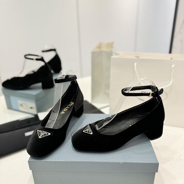 Pra Pumps 40 Square Sole Black Velvet