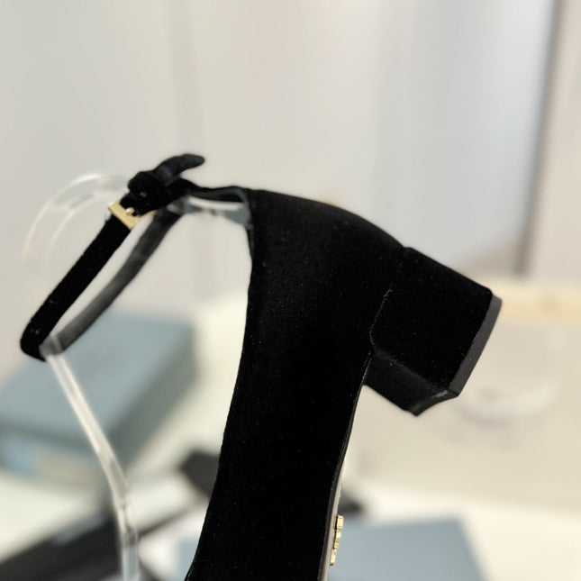 Pra Pumps 40 Square Sole Black Velvet