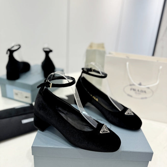 PRA NAPPA MARY JANE PUMPS BLACK SATIN