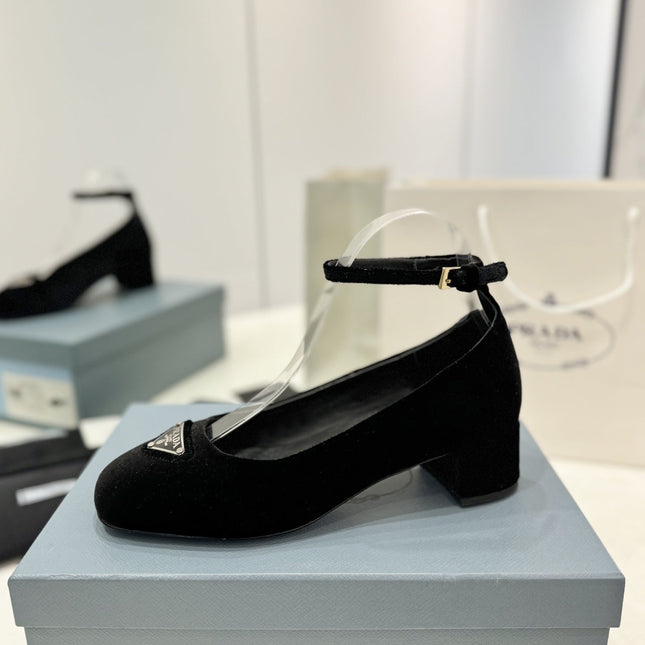 Pra Pumps 40 Square Sole Black Velvet