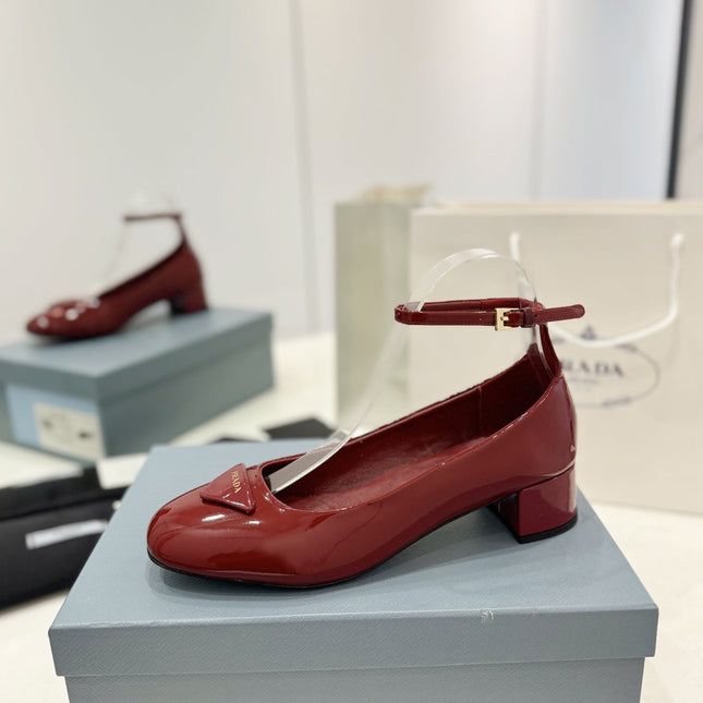 Pra Pumps 40 Square Sole Wine Patent Leather