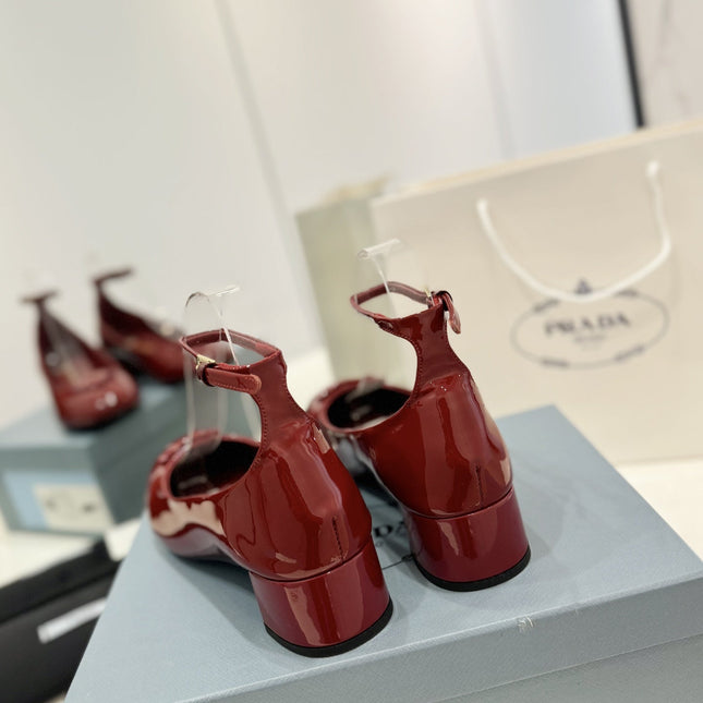 Pra Pumps 40 Square Sole Wine Patent Leather