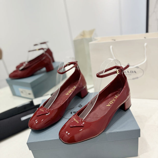 Pra Pumps 40 Square Sole Wine Patent Leather