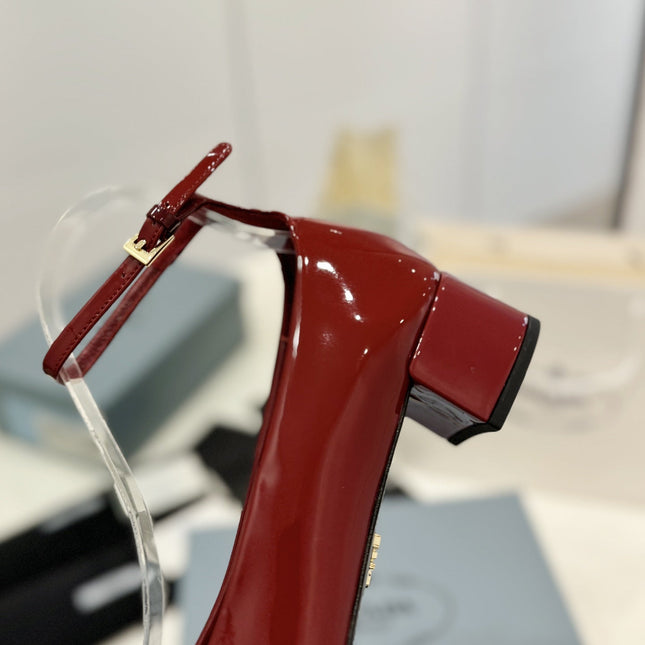 Pra Pumps 40 Square Sole Wine Patent Leather