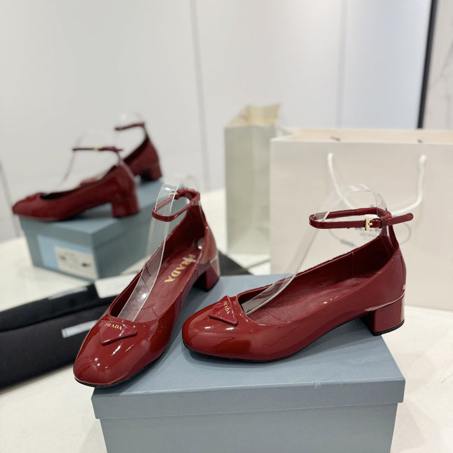 Pra Pumps 40 Square Sole Wine Patent Leather