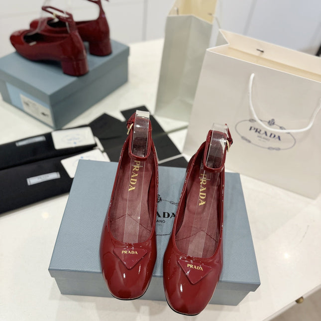 Pra Pumps 40 Square Sole Wine Patent Leather