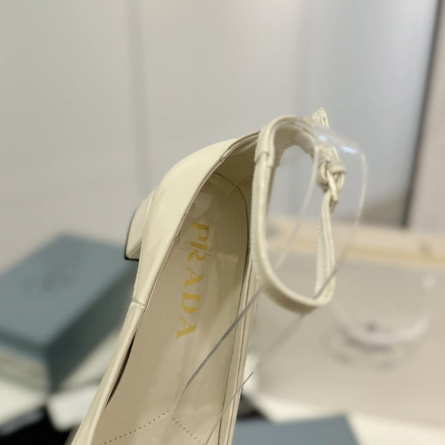 Pra Pumps 40 Square Sole White Patent Leather