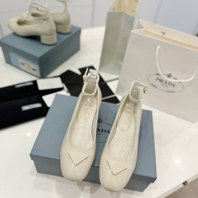 Pra Ballerina Pumps 40 White Patent Calfskin