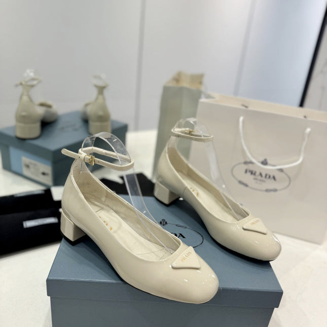 PRA NAPPA MARY JANE PUMPS CREAMY WHITE LAMBSKIN