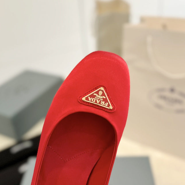 Pra Ballerina Pumps 40 Red Suede Fabric