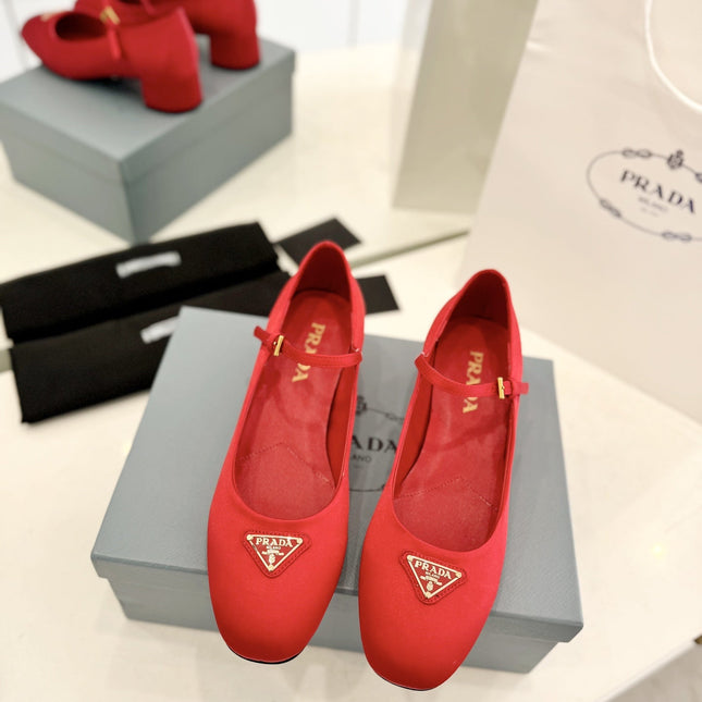 Pra Ballerina Pumps 40 Red Suede Fabric