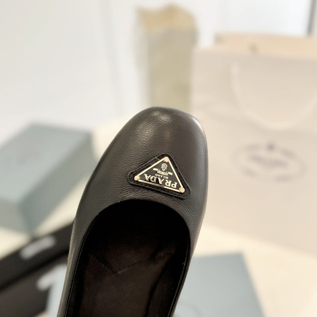 Pra Ballerina Pumps 40 Black Lambskin