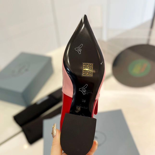 Pra Pump 45 Square Sole Pink Red Patent Leather