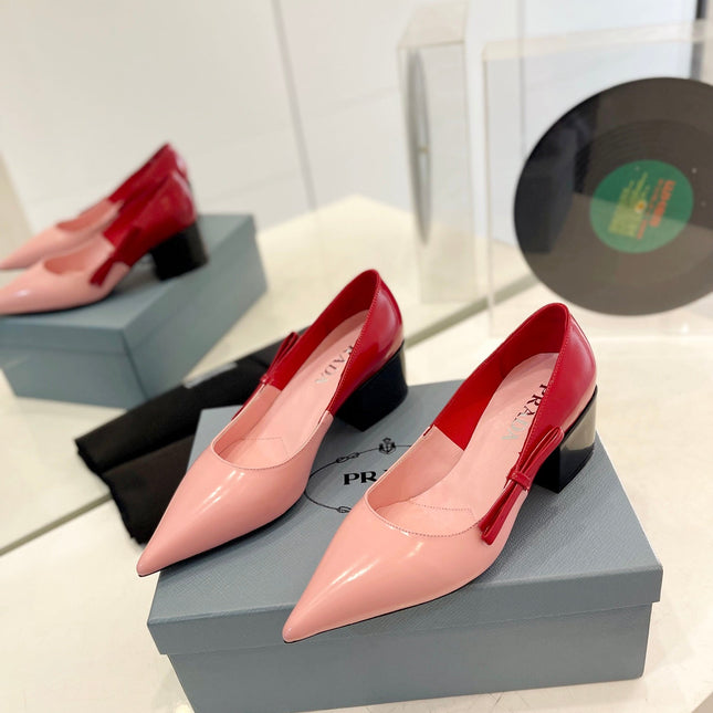 Pra Pump 45 Square Sole Pink Red Patent Leather