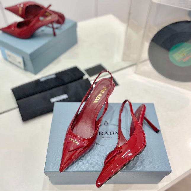 Pra Slingback Pumps 75 Red Patent Leather