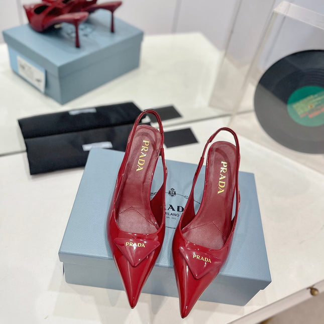 Pra Slingback Pumps 75 Red Patent Leather