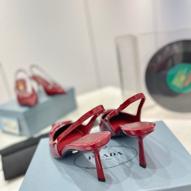 Pra Slingback Pumps 75 Red Patent Leather