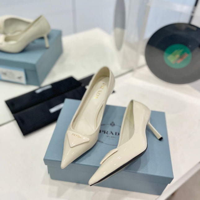 Pra Pumps 75 White Patent Leather