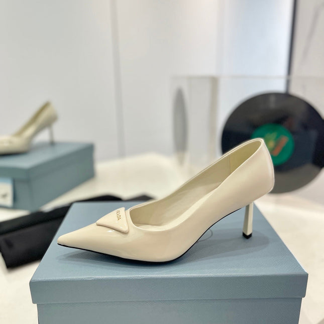 Pra Pumps 75 White Patent Leather