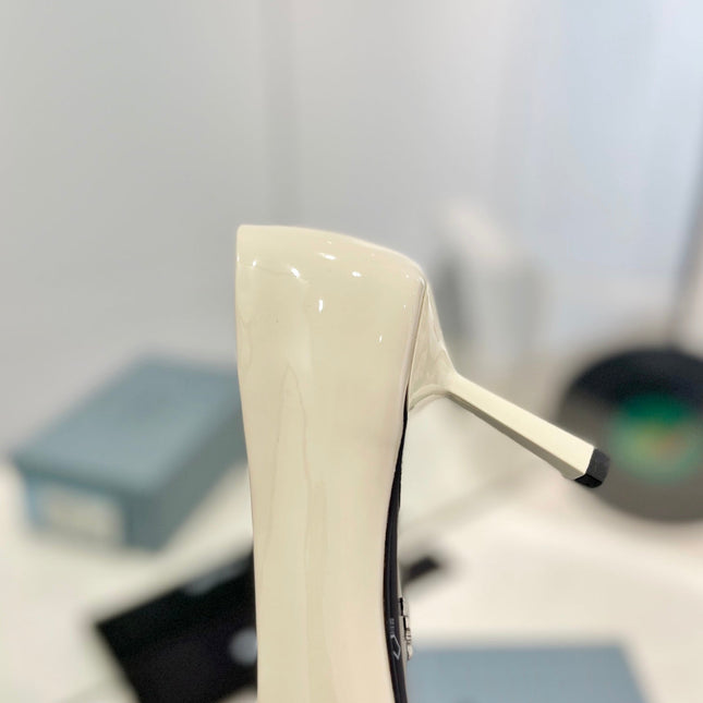Pra Pumps 75 White Patent Leather