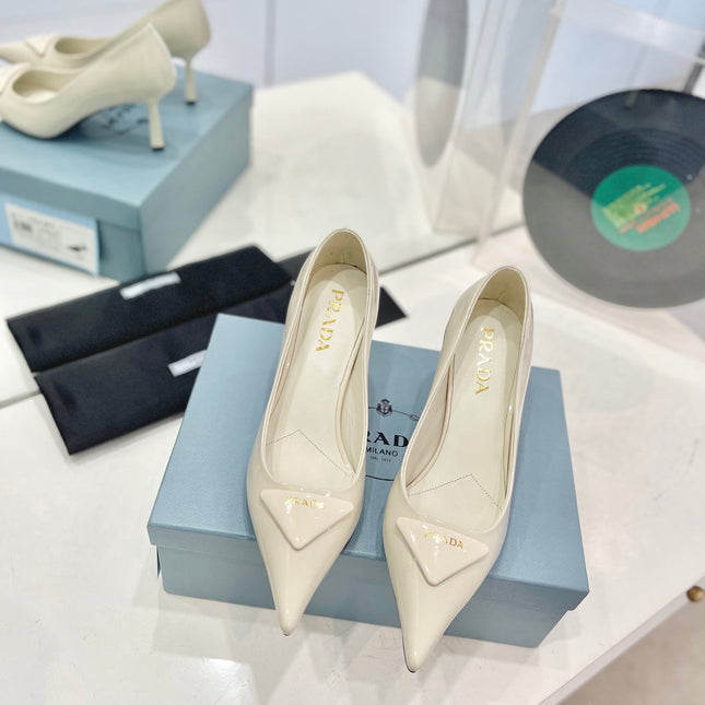 Pra Pumps 75 White Patent Leather