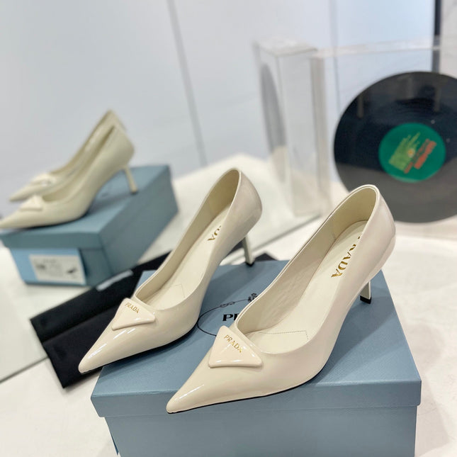 Pra Pumps 75 White Patent Leather