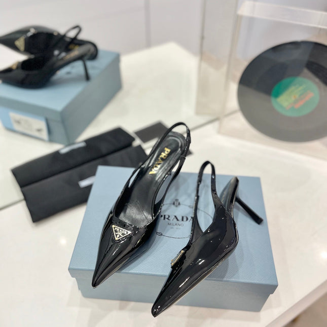 Pra Slingback Pumps 75 Black Patent Leather