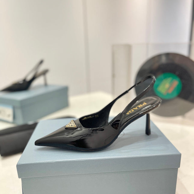 Pra Slingback Pumps 75 Black Patent Leather