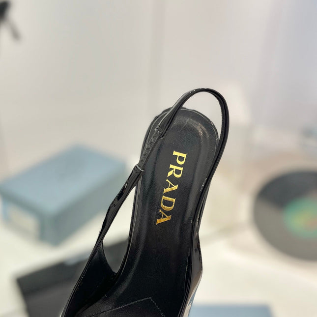 Pra Slingback Pumps 75 Black Patent Leather