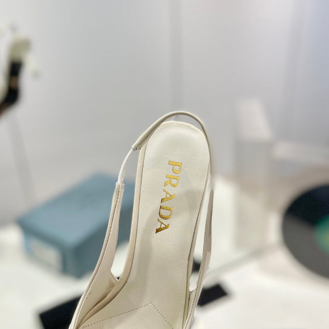 Pra Slingback Pumps 75 White Patent Leather