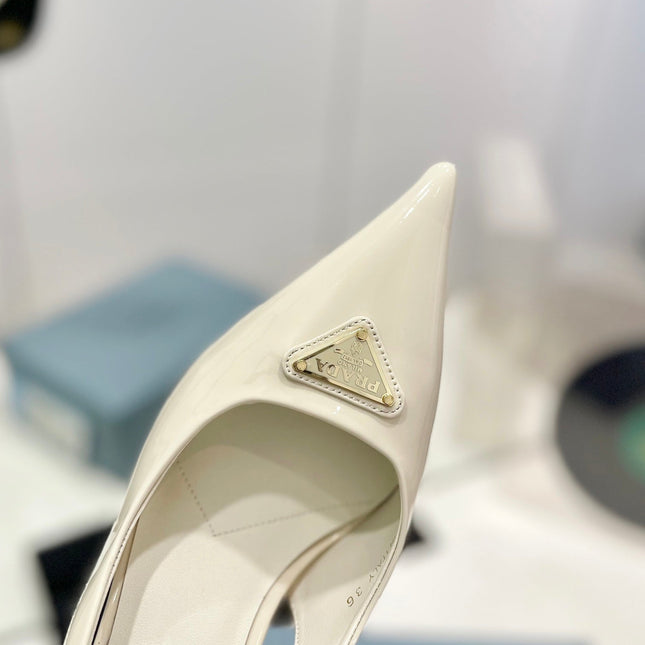 Pra Slingback Pumps 75 White Patent Leather