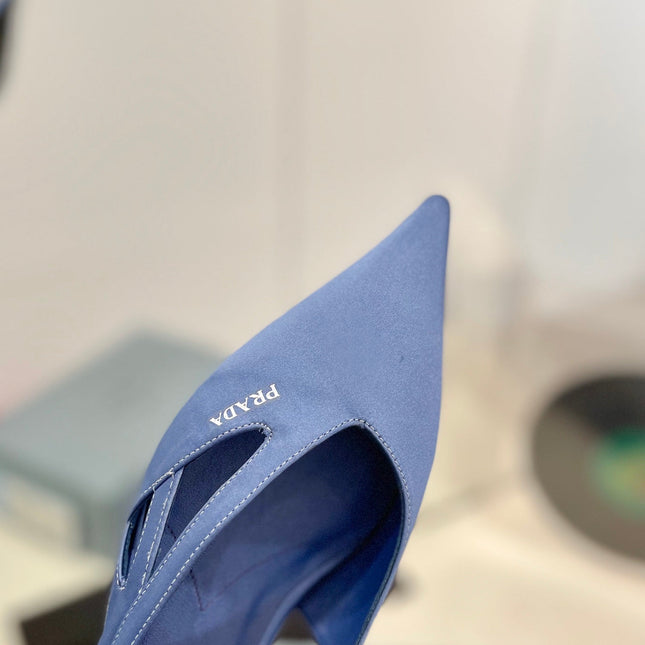 PRA STRAP CUT-OUT PUMPS CERULEAN SATIN