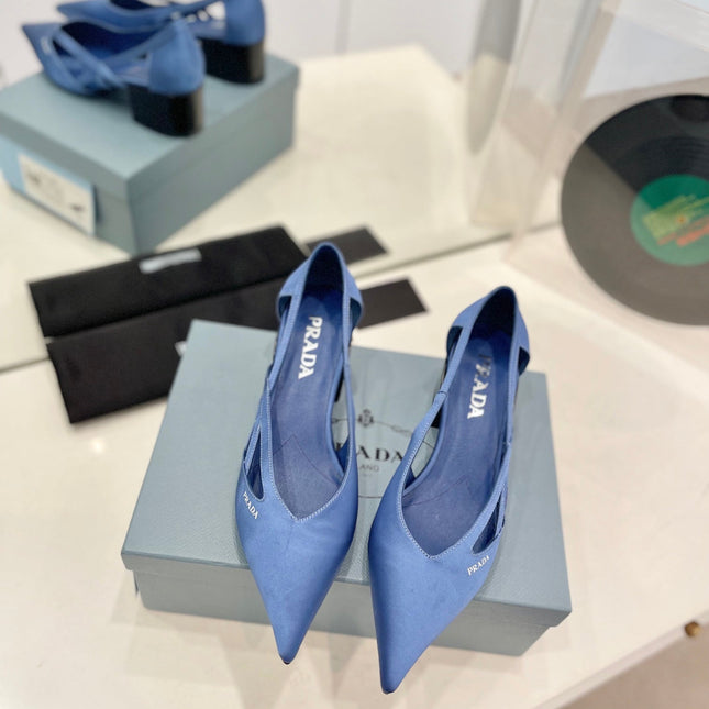 Pra Pumps 50 Square Sole Light Blue Suede Fabric