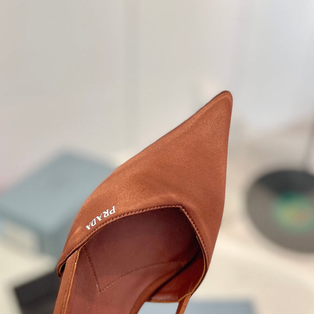 PRA BRUSHED CUT-OUT PUMPS RUSSET SATIN
