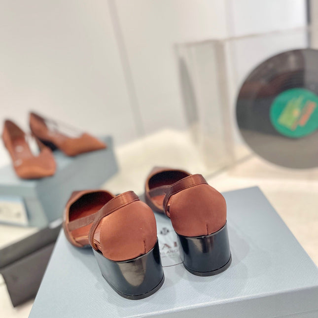 Pra Pumps 50 Square Sole Brown Suede Fabric