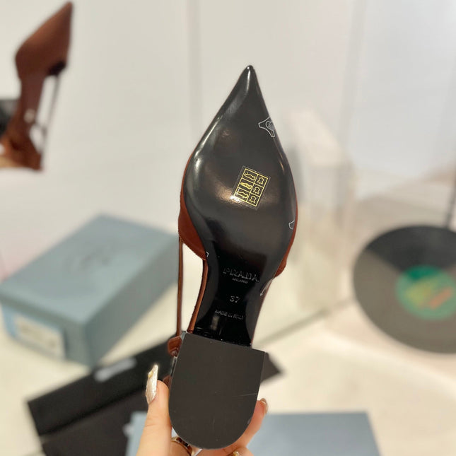 Pra Pumps 50 Square Sole Brown Suede Fabric