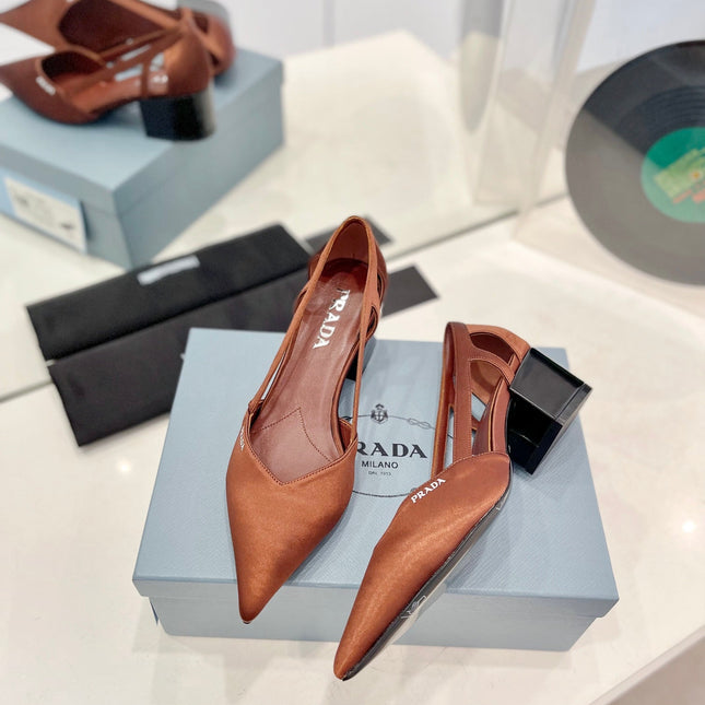 Pra Pumps 50 Square Sole Brown Suede Fabric