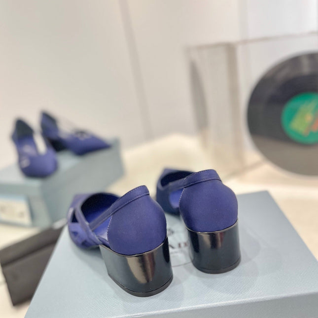 Pra Pumps 50 Square Sole Blue Suede Fabric