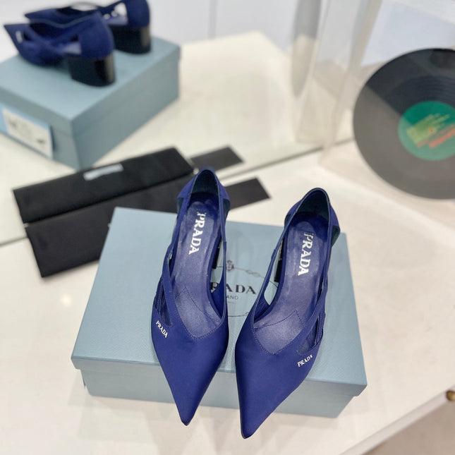 Pra Pumps 50 Square Sole Blue Suede Fabric