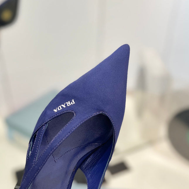 PRA STRAP CUT-OUT PUMPS NAVY SATIN
