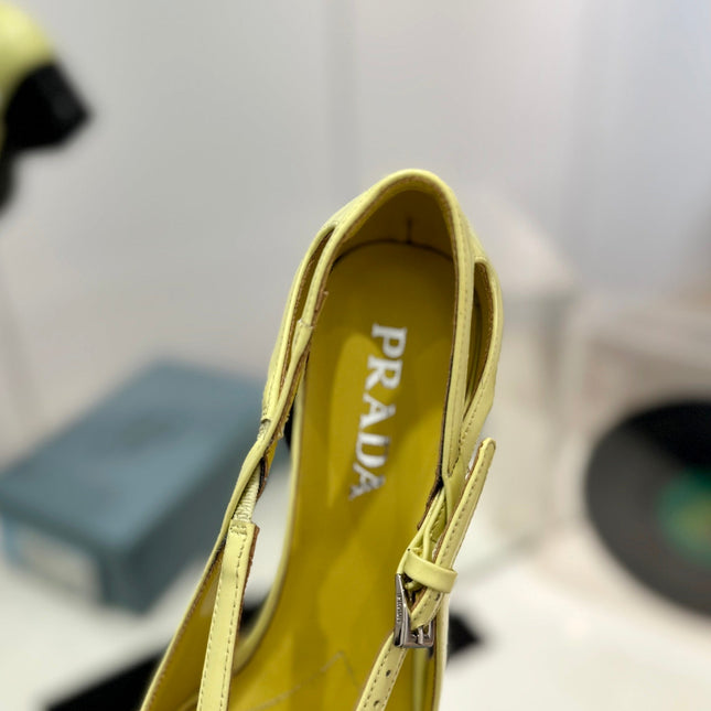 PRA STRAP CUT-OUT PUMPS PASTEL YELLOW CALFSKIN