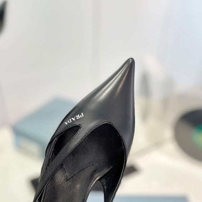 PRA STRAP CUT-OUT PUMPS BLACK CALFSKIN