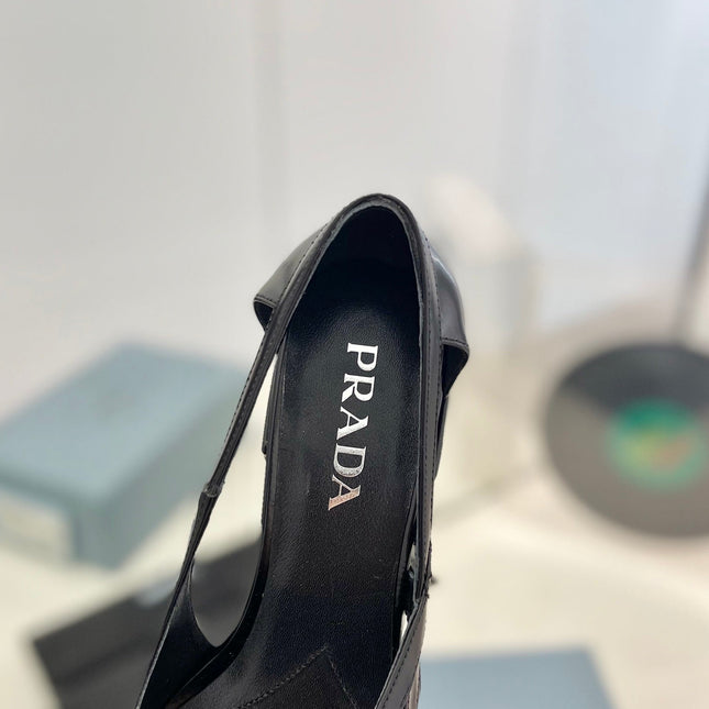 PRA STRAP CUT-OUT PUMPS BLACK CALFSKIN
