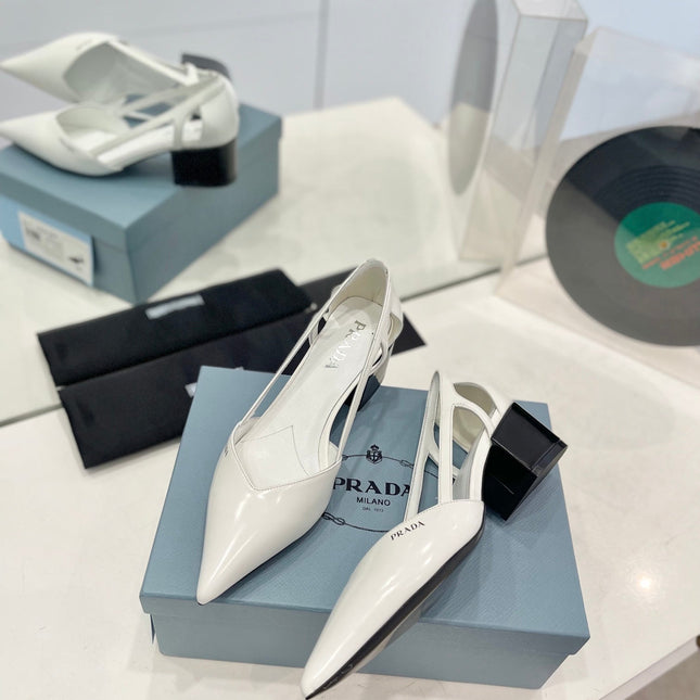 Pra Pumps 50 Square Sole White Patent Leather