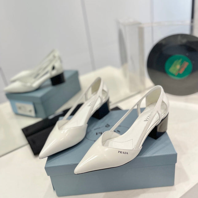 Pra Pumps 50 Square Sole White Patent Leather