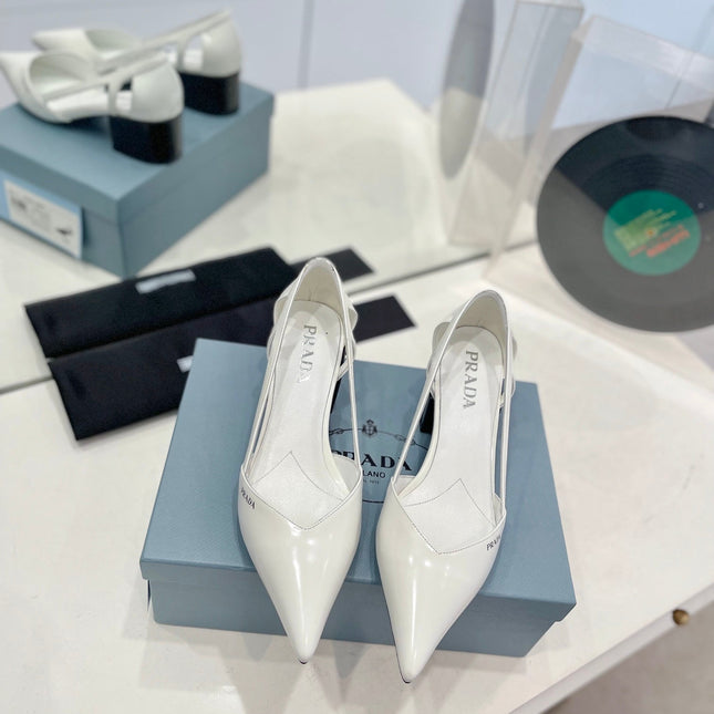 Pra Pumps 50 Square Sole White Patent Leather