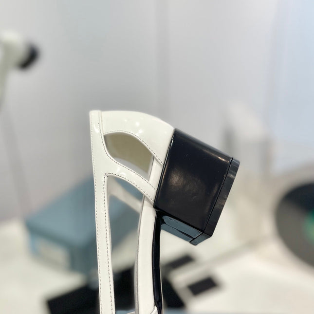 Pra Pumps 50 Square Sole White Patent Leather